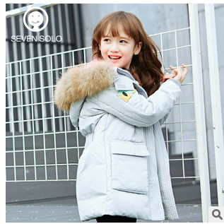 女童中长款韩版羽绒服中大童装款正品冬季外套