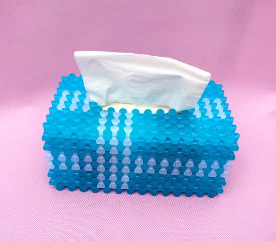 包邮串珠成品简洁蓝十字纸巾盒成品串珠礼品包邮