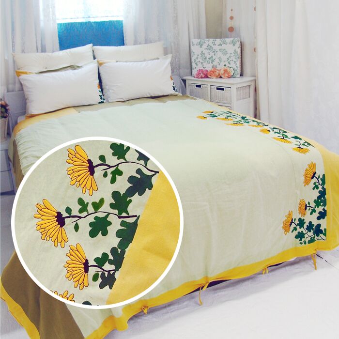 正品韩国代购Clamop家纺被套床上用品菊花图案舒适棉质清新简约