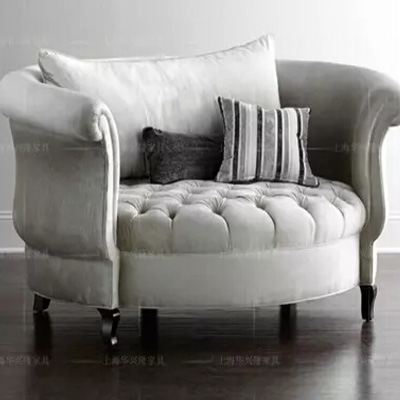 欧式新古典单人布艺沙发椅法式风情复古沙发美式乡村单人沙发椅