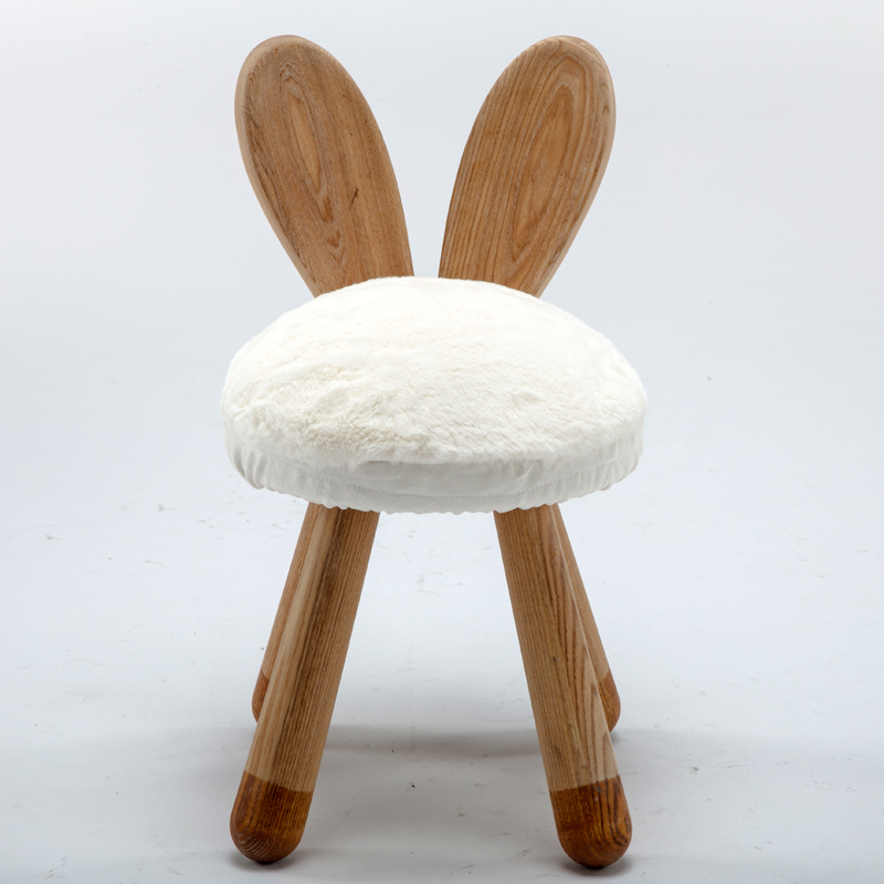 北欧实木儿童礼物凳板凳圆凳宝宝椅家用可爱小矮凳子创意小兔凳