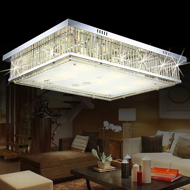 客厅长方形水晶吸顶灯主卧室灯温馨浪漫简约现代大气平板LED灯具