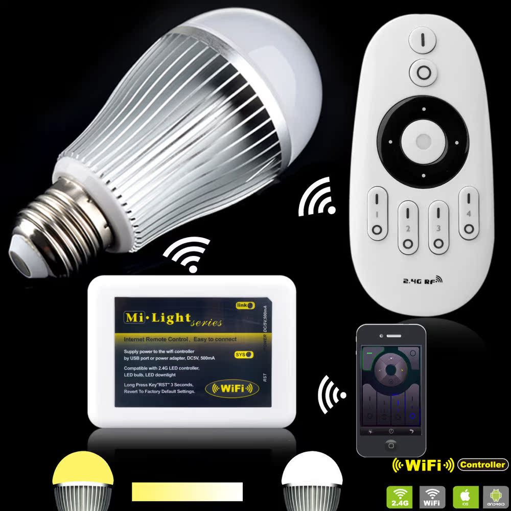 节能LED智能可调节调光调色温灯泡无极调光色遥控手机控制灯泡