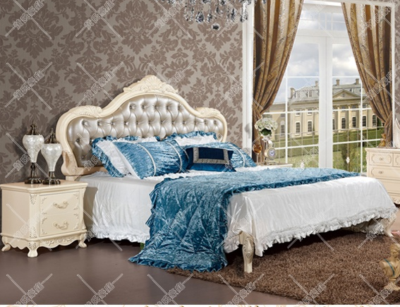 黄氏皮床 法式床 皮艺床 双人床1.8米 软床 美式床 欧式床 婚床