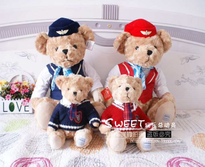 新品韩国空姐制服警察风衣泰迪熊公仔小抱抱熊毛绒玩具布娃娃玩偶