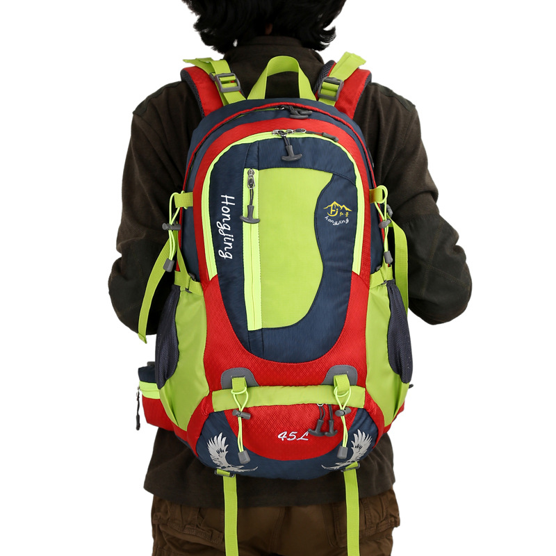 登山包户外运动包徒步双肩背包支架45L旅行背包送防雨罩