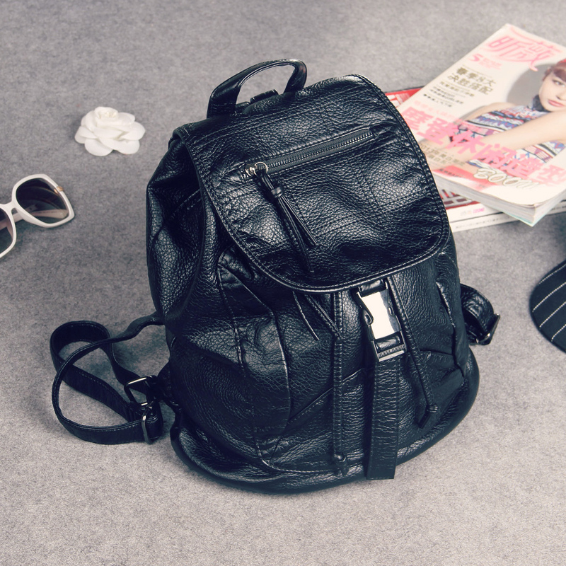 2015新款软皮双肩包韩版潮女包水洗皮旅行背包休闲学院风书包624
