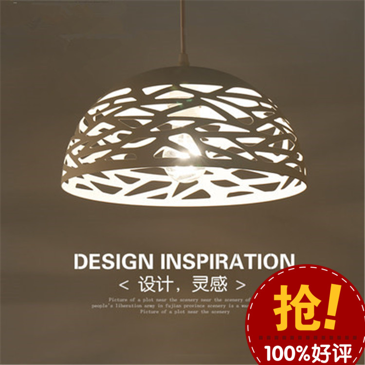 热销简约现代镂空创意半圆单头餐吊灯咖啡厅餐厅卧室个性铁艺灯罩