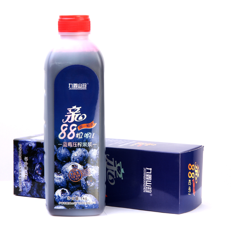 九鑫山珍 蓝莓汁小兴安岭野生蓝莓果汁 100%原浆 浓缩 88粒鲜果