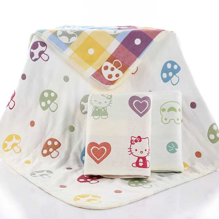 六层纱布蘑菇浴巾纯棉儿童浴巾婴儿超大盖被动物园卡通童巾特价