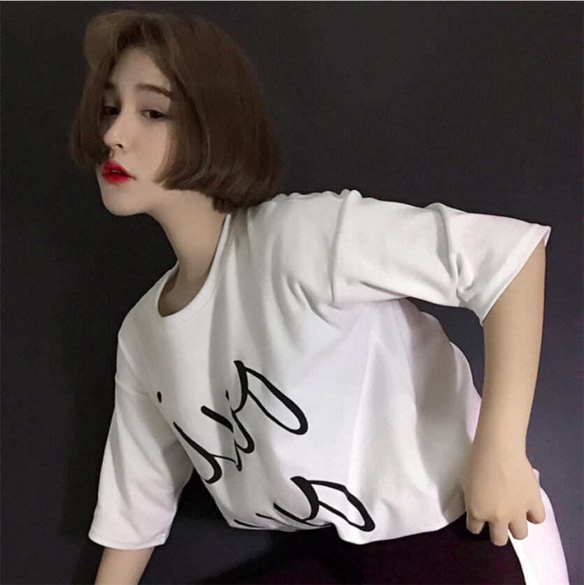 2016春季新款宽松显瘦圆领套头七分袖T恤韩版中长款加厚打底衫女