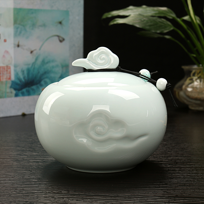 青瓷祥云陶瓷茶叶罐　贵族品质　红茶绿茶铁观音密封罐特价茶叶罐