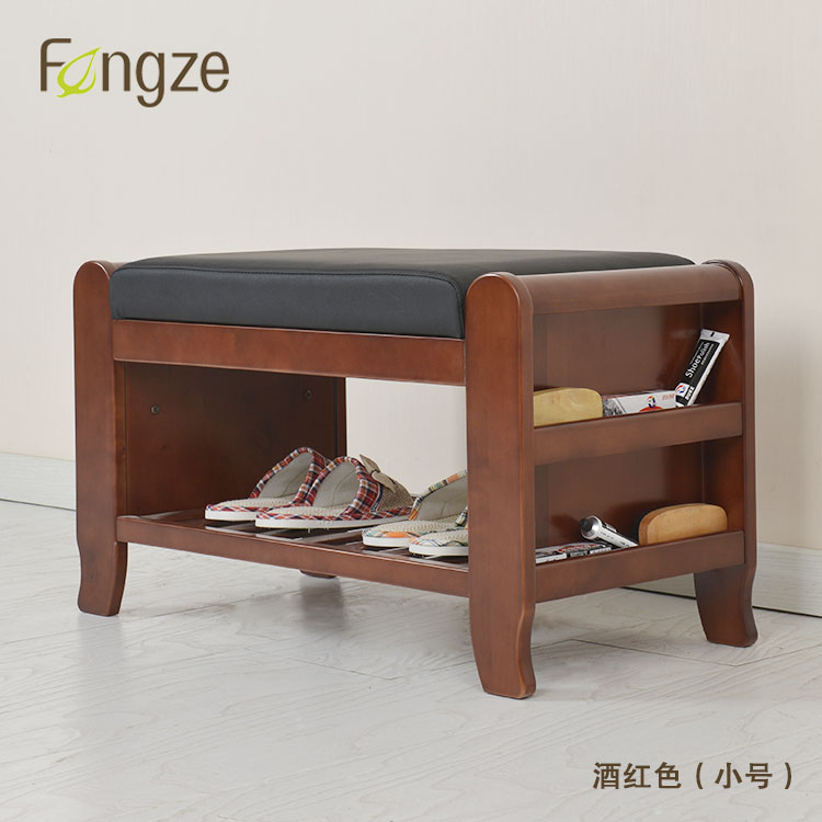 换鞋凳实木穿鞋凳门厅储物凳简约现代简欧式皮质收纳凳fengze