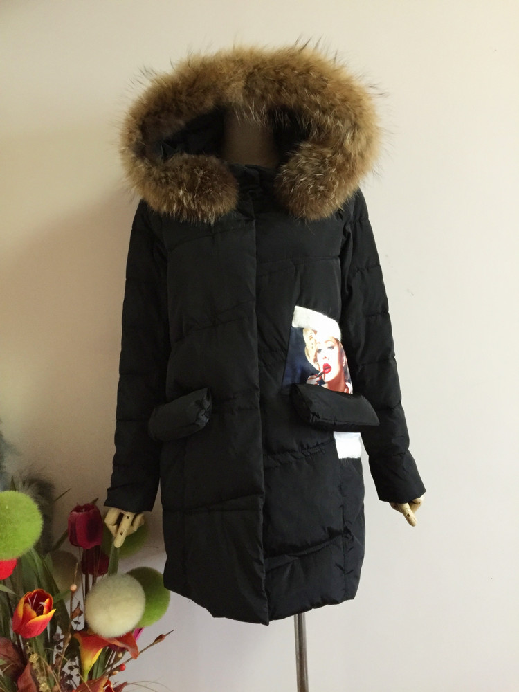 2015冬季新款韩版修身毛领带帽梦露图中长款棉衣女研尚正品85D202