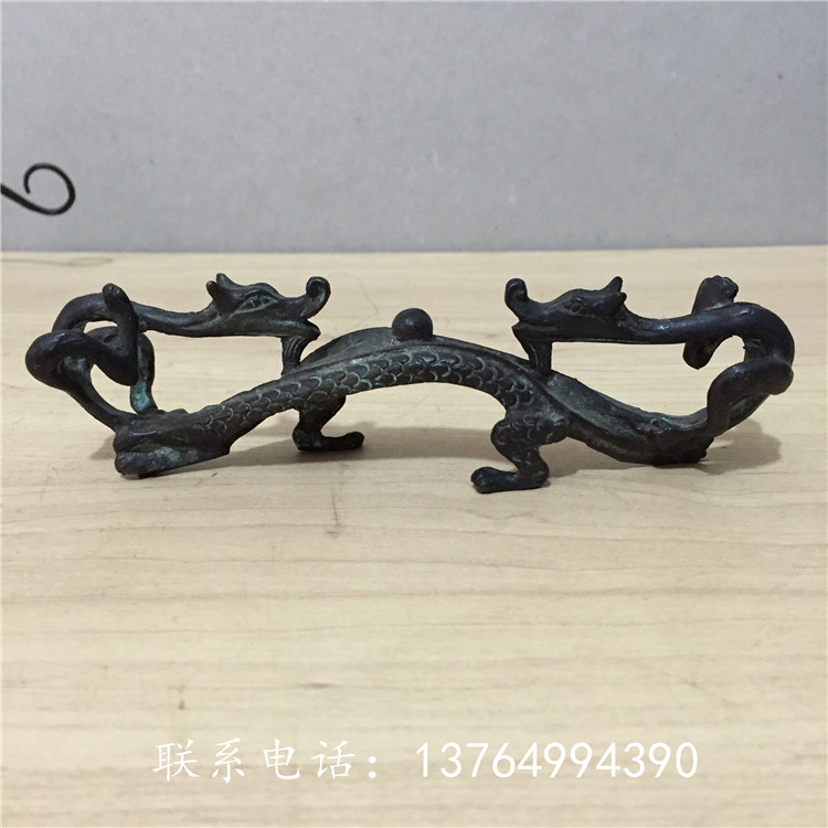 上海老物件 老式铜笔架子 双龙戏珠铜笔架 古玩收藏别墅装饰