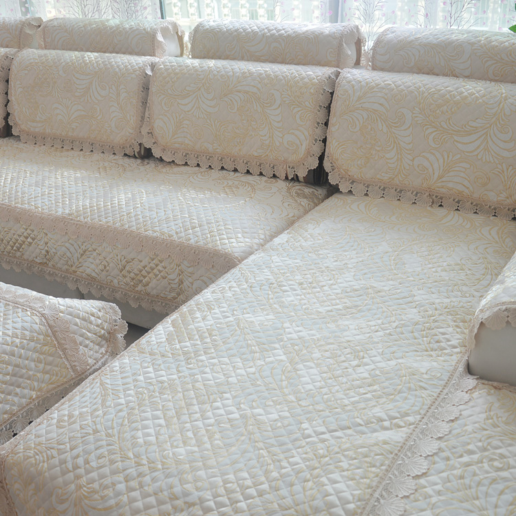 简约现代棉麻布艺绗缝沙发垫欧式田园四季沙发套罩巾防滑飘窗垫