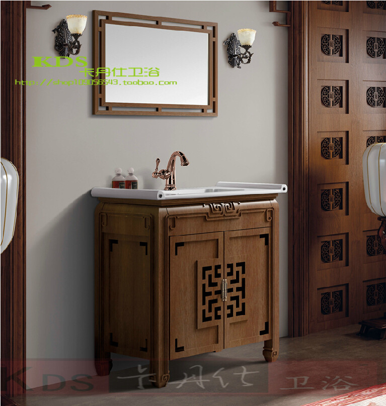 中式浴室柜组合橡木落地卫生间洗脸盆柜欧式实木卫浴柜洗手盆促销