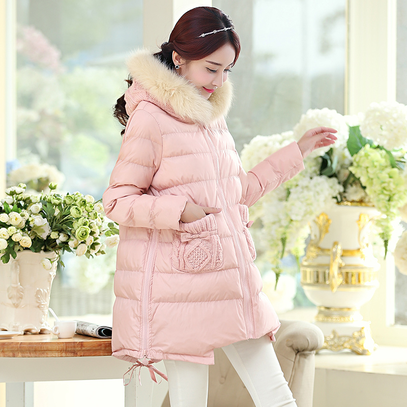孕妇装棉衣外套2015韩版冬装新款长款棉袄大码显瘦真毛领时尚大衣