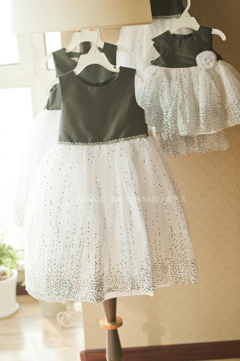 欧美 大牌  儿童装 女童 宝宝 婴儿礼服 裙子 连衣裙 摄影 黑 白