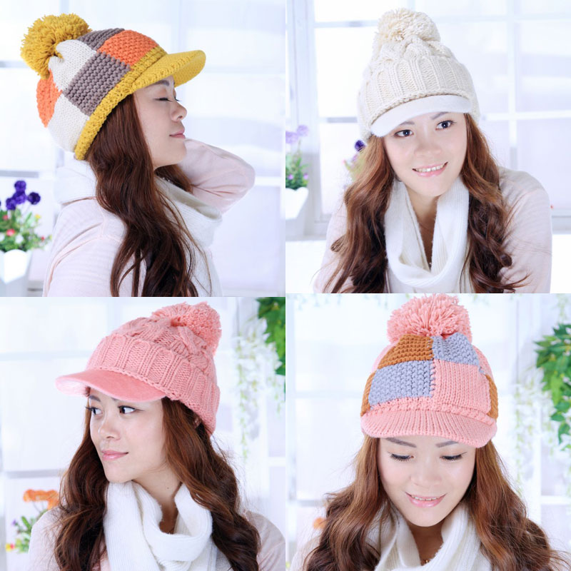 冬季帽子女帽冬天韩版毛线帽保暖护耳口罩两用针织遮阳帽包头帽沿