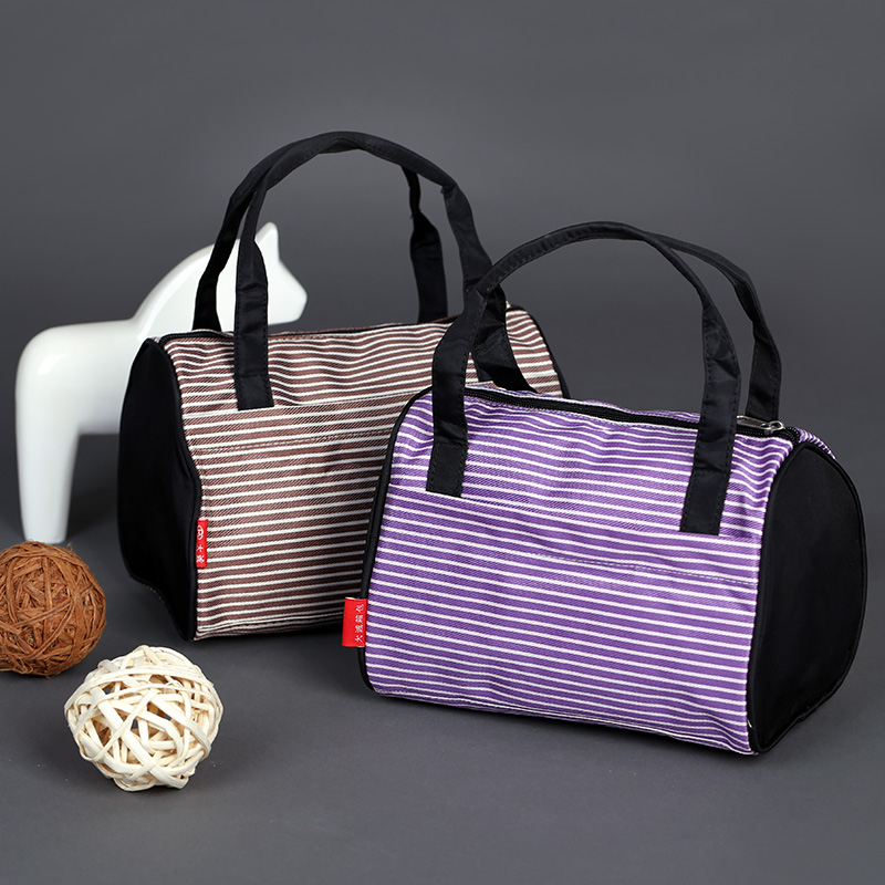 方形条纹小拎包手提袋便当包饭盒袋午餐包布包 包包 包邮