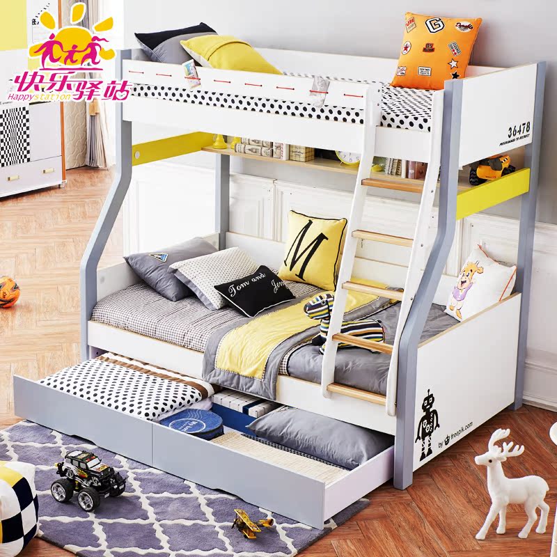 儿童床上下铺子母床高低双层床子母床储物床组合床 1.2/1.5米床