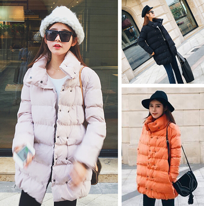 2015冬装新款韩版原宿风中长款显瘦加厚保暖棉服棉衣羽绒服外套女