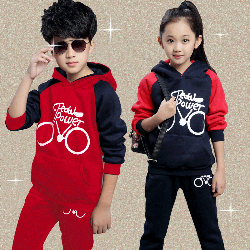 男女童休闲运动长袖卫衣套装学生两件套韩版儿童装2016春秋季新款