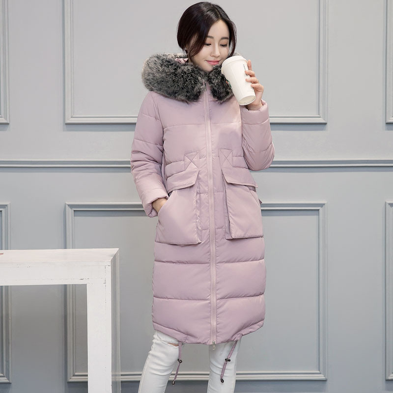 2016年冬季新款棉服 韩版时尚羽绒棉保暖毛领连帽棉衣外套82443