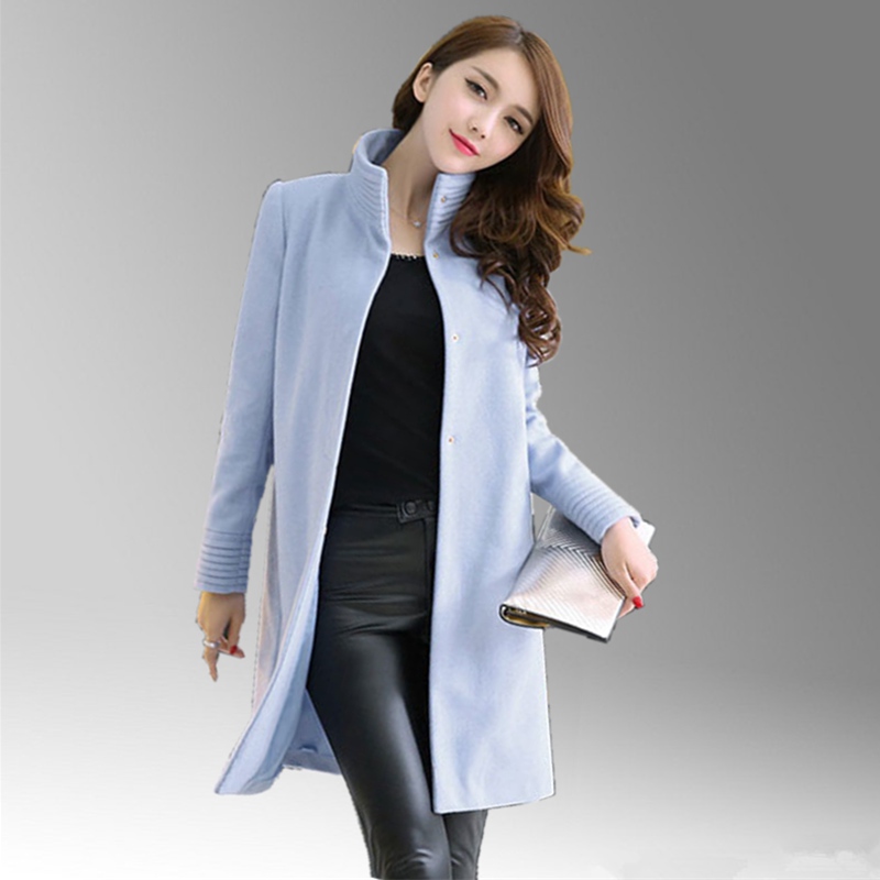 韩版冬装高档羊绒大衣女中长款大码加厚显瘦立领毛呢外套茧型风衣