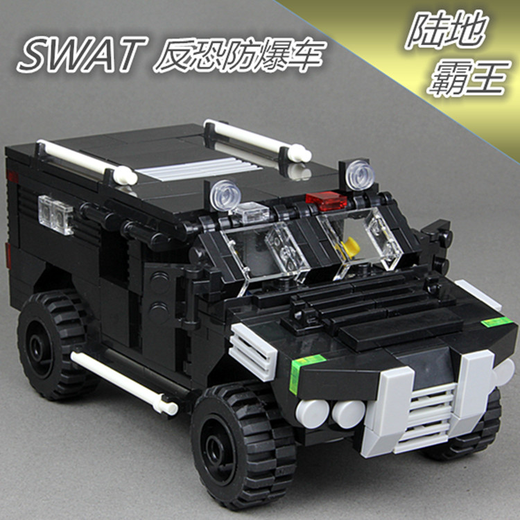 拼装积木玩具MOC城市警察警车系列反恐防爆车特警人仔5月新品上架