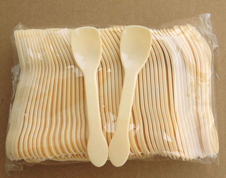 一次性塑料勺冰淇淋勺子酸奶勺布丁勺酱菜勺辣酱勺一包90支装