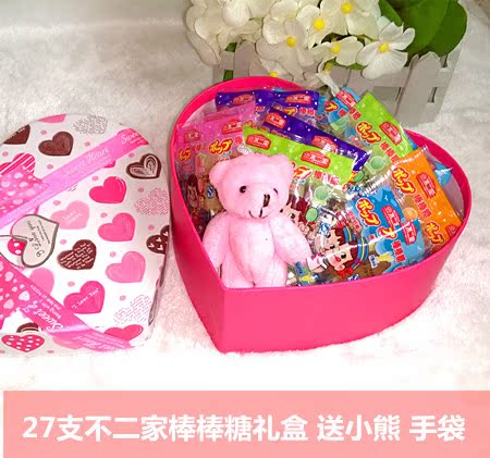 27支不二家棒棒糖心形礼盒|创意光棍节生日糖果情人节礼物包邮