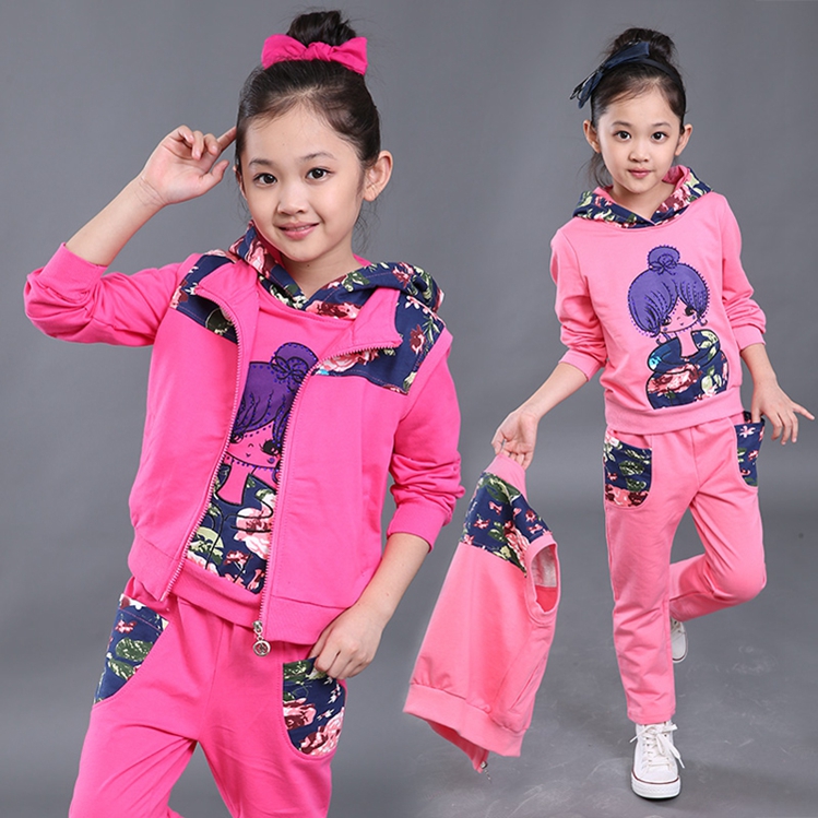 2015韩版女童运动套装大童秋装女装12-15岁新款三件套7-9周岁秋季