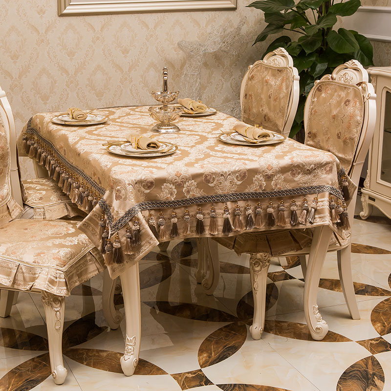 卡琳夫人欧式餐桌布椅套套装 客厅茶几桌布 简约餐桌椅垫套装加大