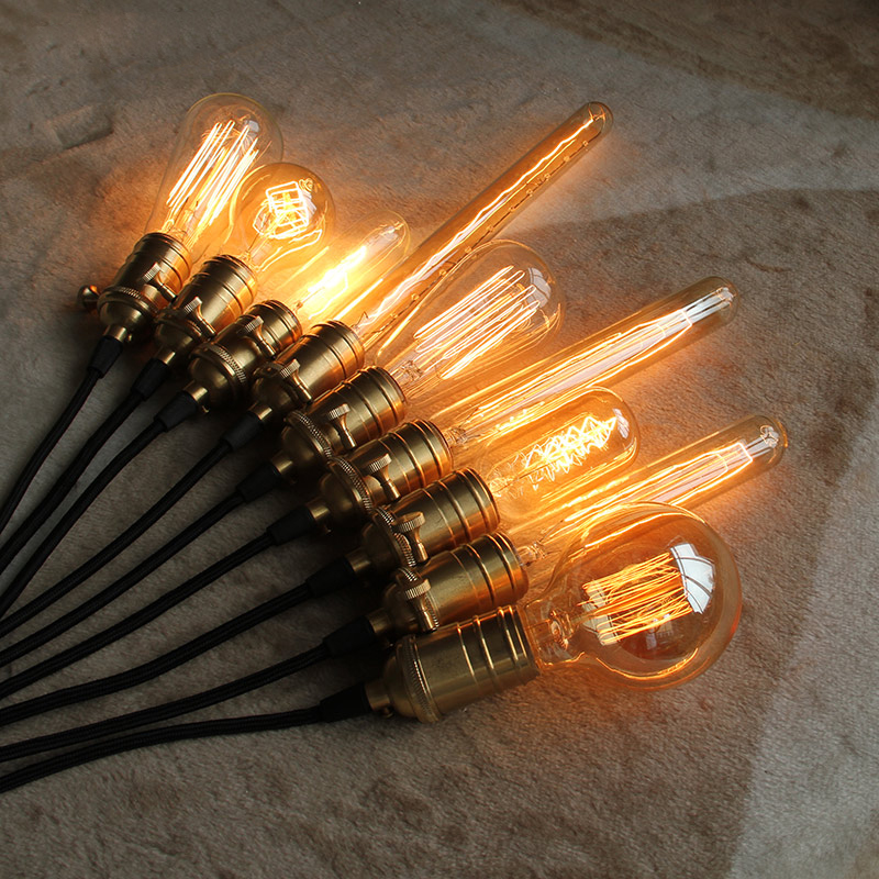 爱迪生灯泡蚕丝灯泡碳丝灯泡复古灯泡钨丝灯泡创意个性单头吊灯