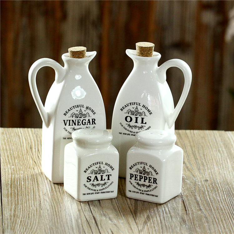 字母印花 陶瓷调味瓶四件套 油醋瓶简美家居厨房食具