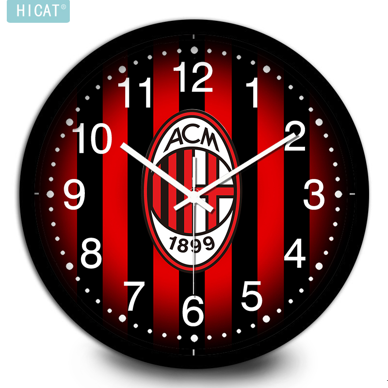 意大利AC米兰足球俱乐部标志挂钟红黑军团足球迷家居用时钟大尺寸