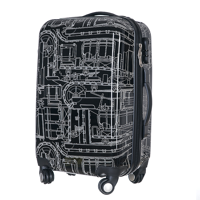 时尚机械纹男女旅行箱20寸登机箱超轻24寸拉杆箱静音万向轮铝框箱