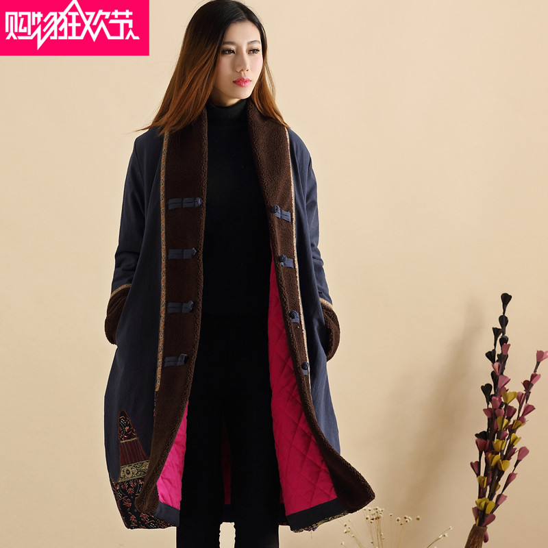 2015新款 原创设计民族风女装冬装新品加厚长袖保暖棉衣外套热卖