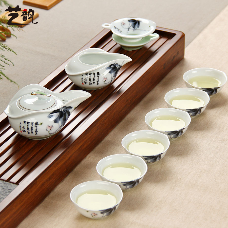 一壶几杯 特价茶具套装手绘青瓷釉下彩陶瓷茶壶茶海整套功夫茶具
