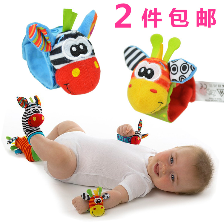 0-1岁宝宝动物手表带手腕带子袜子带摇铃响铃 婴儿新生儿玩具