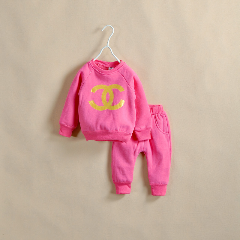 秋冬新款婴儿卫衣套装 宝宝纯棉服装加厚 女儿童外出衣服2件套