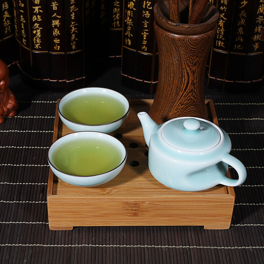 青瓷旅行茶具套装高档陶瓷功夫茶茶具整套一壶二杯快客杯创意礼品