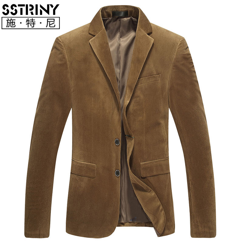 施特尼2015春款男士修身小西装休闲西服外套单商务正装灯芯绒单西