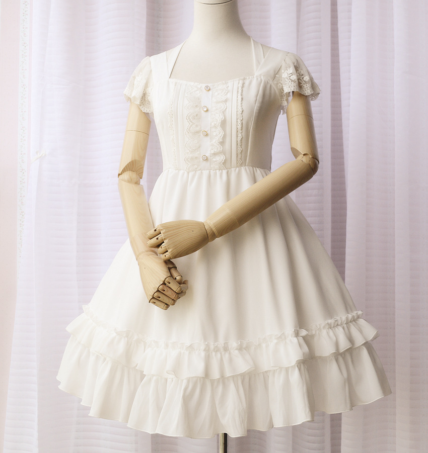2015夏季新款白色小飞袖吊带连衣裙L短裙批发A型飞飞袖M中裙