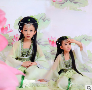 儿童古装七仙女古筝演出表演服装新款中国风复古唐装汉服贵妃摄影