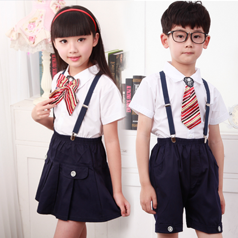 新款小学生校服英伦学院风背带裤套装韩版幼儿园园服夏装班服批发
