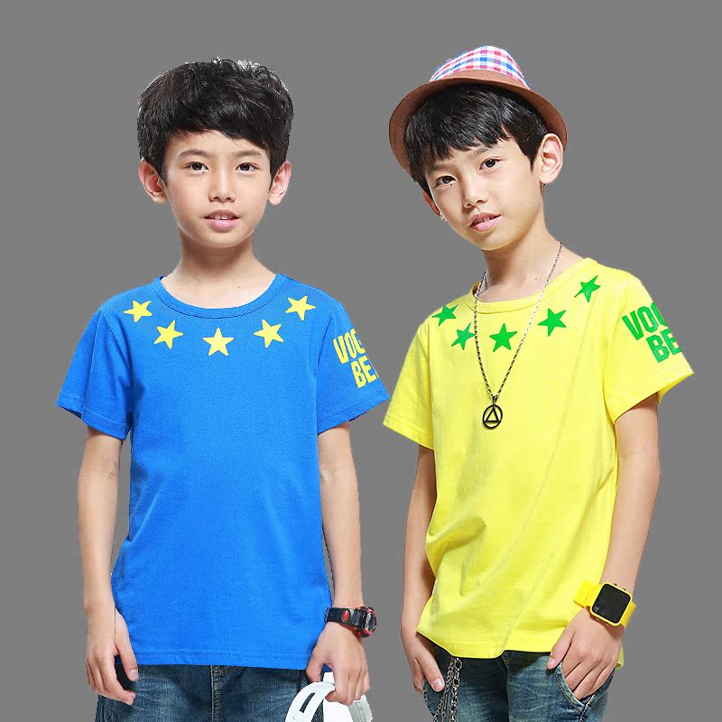 男童新款短袖T恤 男孩短T 大中小儿童纯棉圆领T恤 时尚韩版男童