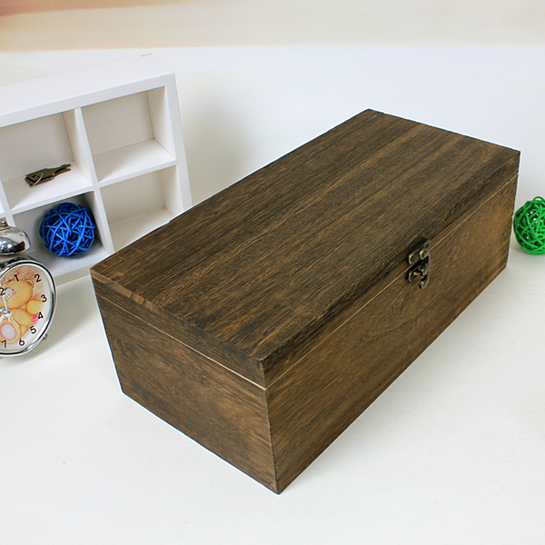 包邮桌面收纳盒大号储物木盒子办公室杂物整理创意复古木质
